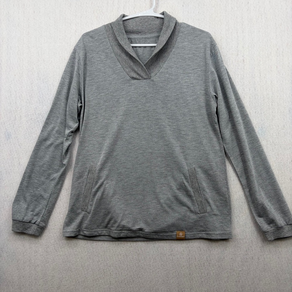 Emirates Hydra Active Shawl Collar Pullover Top Gray Women Medium EM0622